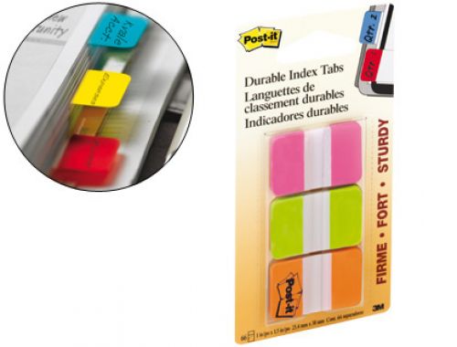 Bandas separadoras post-it index 3 cores rosa, verde e laranja , Post-it , 37978 , 0021200975943